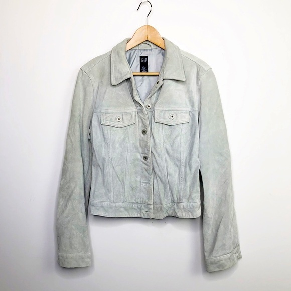 Gap Powder Blue Suede Jacket - Picture 1 of 15